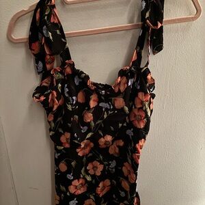 Forever 21 Black Dress with Pink/Orange Floral Accents